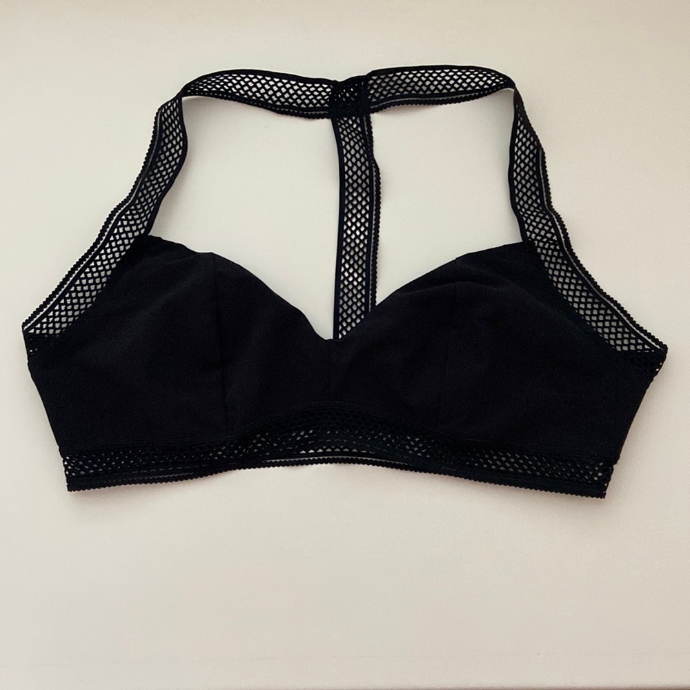 Free People Black Mesh T-Back Bralette